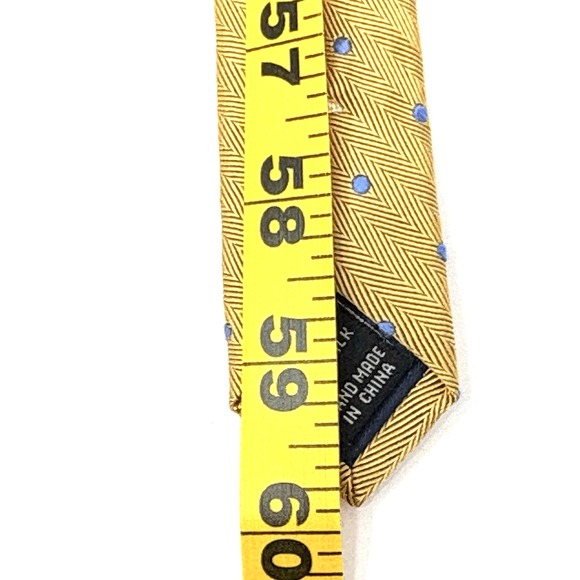 JOS A BANK Heritage Collection Mens Gold Blue Dots Silk Tie L 60 in W 3-1/8in - Picture 6 of 6